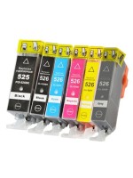 Pack Canon PGI525 / CLI526 noir/photo noir/cyan/magenta/jaune compatible + CLI526 grise
